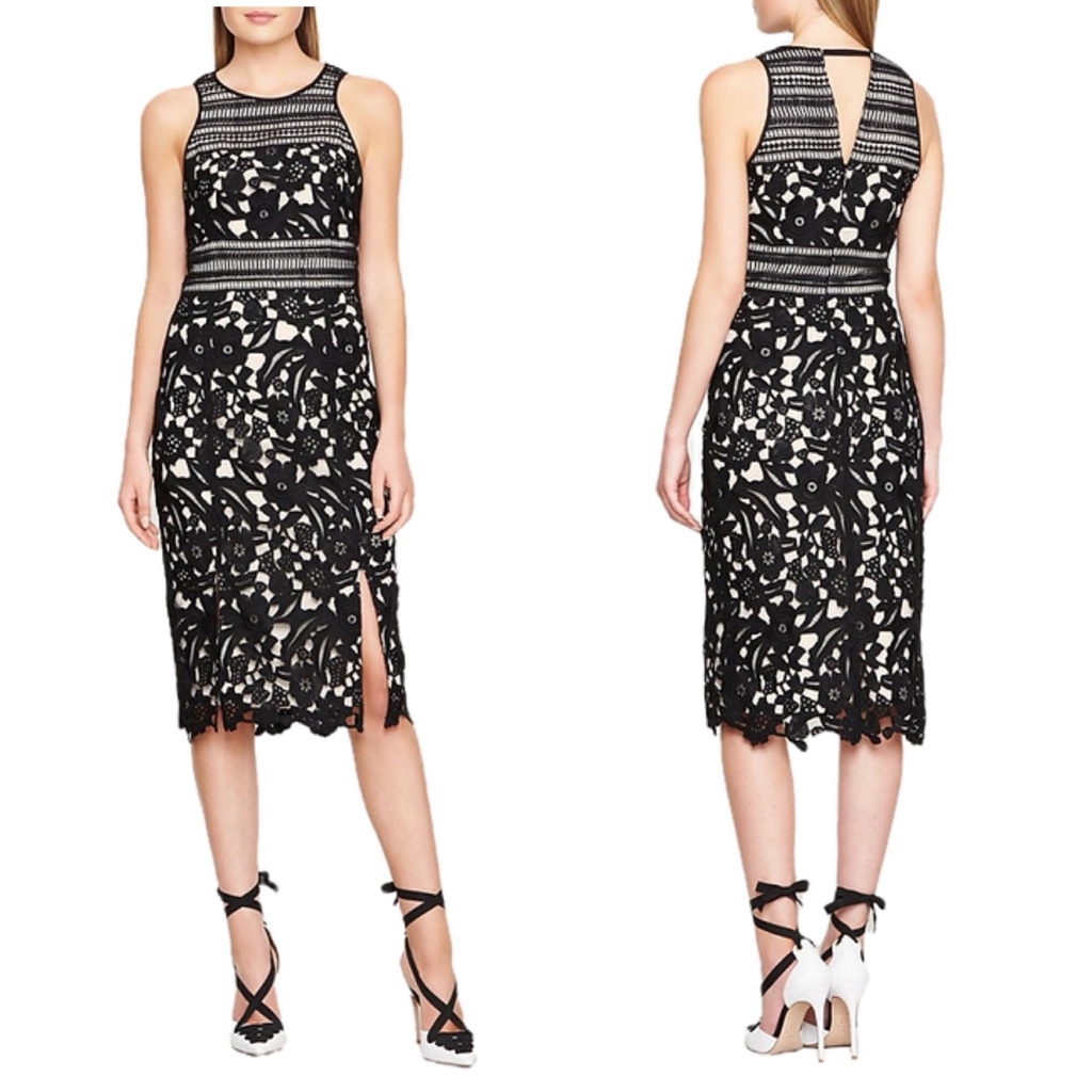 Nwt Karen Millen Black Floral Lace Evening Dress Size Us 4